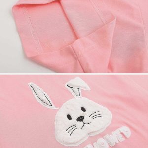 youthful 3d rabbit embroidery tee   streetwear icon 2148