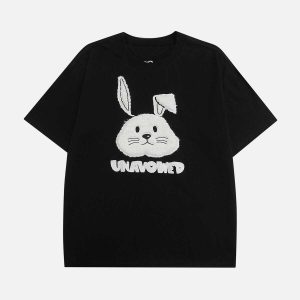 youthful 3d rabbit embroidery tee   streetwear icon 8974