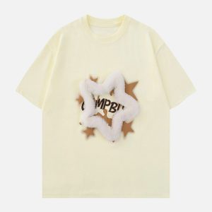 youthful 3d star lettered tee dynamic print design 1665