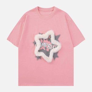 youthful 3d star lettered tee dynamic print design 3024