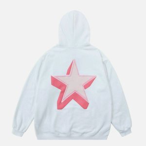 youthful 3d star print hoodie   trendy urban streetwear 2299