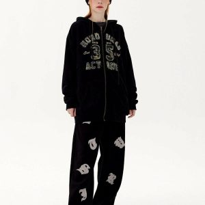 youthful alphabet patch sweatpants   custom streetwear look 1191