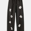 youthful alphabet patch sweatpants   custom streetwear look 4586