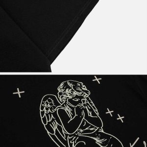 youthful angel letter print tee   iconic streetwear vibes 3387