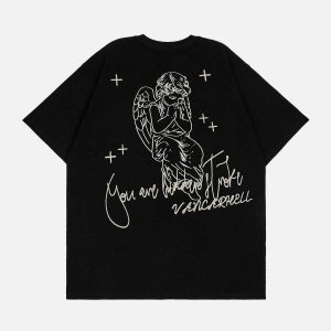 youthful angel letter print tee   iconic streetwear vibes 5574