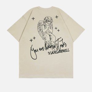 youthful angel letter print tee   iconic streetwear vibes 5901