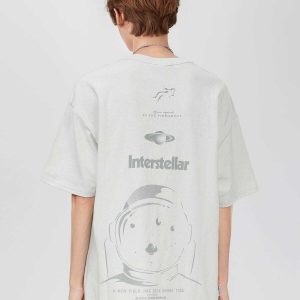 youthful astronaut graphic tee pure cotton space design 8511