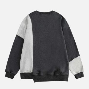 youthful asymmetrical patchwork sweatshirt   street chic 5142