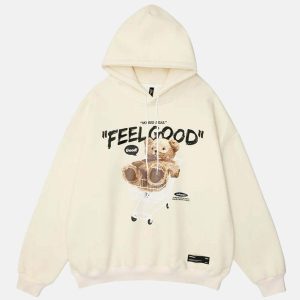 youthful bear cart print hoodie   streetwear icon 3886