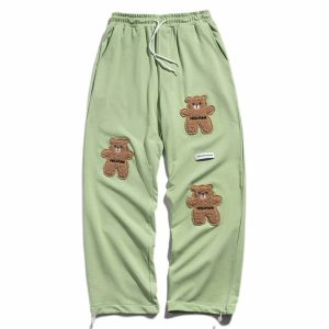 youthful bear flocking sweatpants streetwear charm 4464