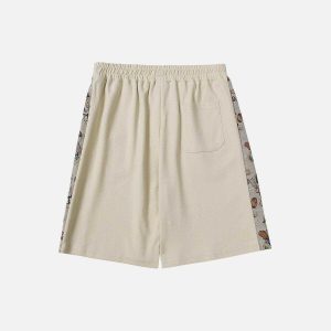 youthful bear print sticker shorts   streetwear icon 2187