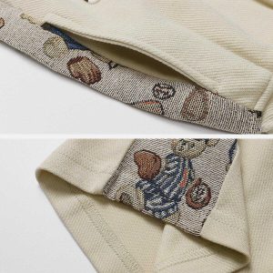 youthful bear print sticker shorts   streetwear icon 3009