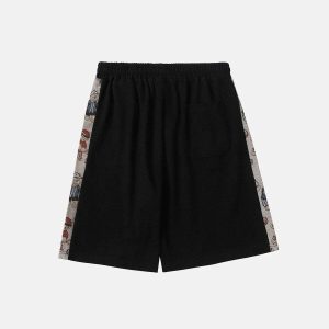 youthful bear print sticker shorts   streetwear icon 4378