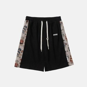 youthful bear print sticker shorts   streetwear icon 6977