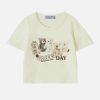 youthful bear print tee white ink urban streetwear 2235