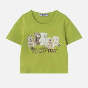 youthful bear print tee white ink urban streetwear 6032