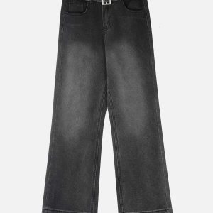 youthful belted jeans with raw edge detail urban appeal 1124