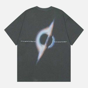 youthful black hole print tee   trending urban style 8300