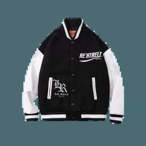 youthful black rehtrelt jacket streetwise & sleek design 8028