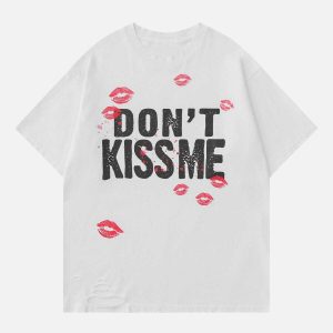 youthful blow kisses tee distressed print iconic style 2429