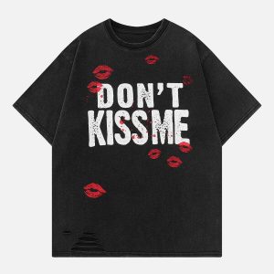 youthful blow kisses tee distressed print iconic style 8086