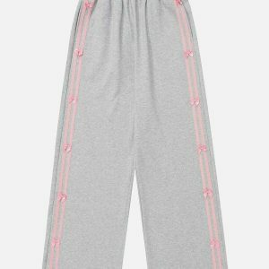 youthful bow stripe sweatpants   chic y2k streetwear look 7944