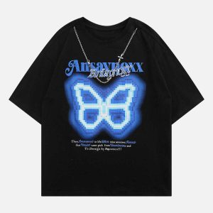 youthful butterfly embroidered tee with chain detail 4838