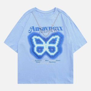 youthful butterfly embroidered tee with chain detail 6373