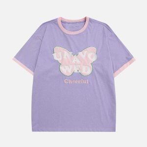 youthful butterfly embroidery tee   flocked & trendy 3069