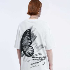 youthful butterfly graphic tee   trending y2k streetwear 7376