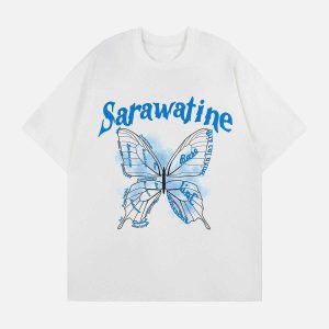 youthful butterfly graphic tee soft cotton streetwear vibes 2154