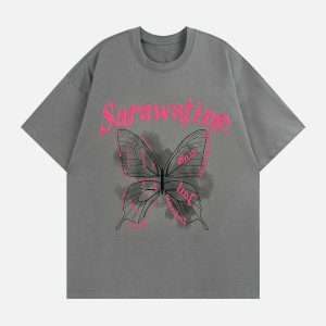 youthful butterfly graphic tee soft cotton streetwear vibes 7672