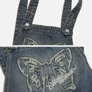 youthful butterfly patch jeans embroidered & trendy fit 6581