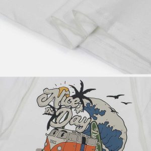 youthful cartoon car print tee   streetwear classic 1072