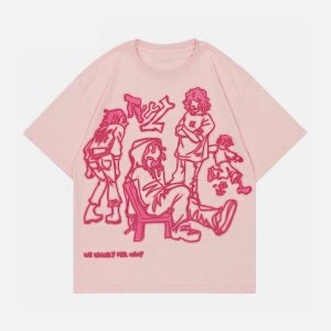 youthful cartoon character tee dynamic line print 5159