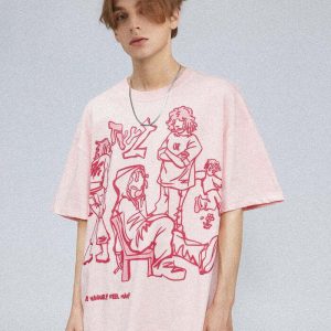 youthful cartoon character tee dynamic line print 6426