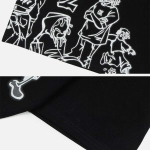 youthful cartoon character tee dynamic line print 7024