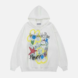 youthful cartoon hand painted hoodie   trendy urban appeal 6511