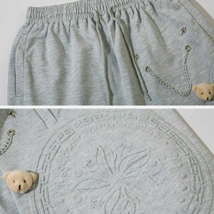 youthful chain bear shorts   trendy urban streetwear 2202