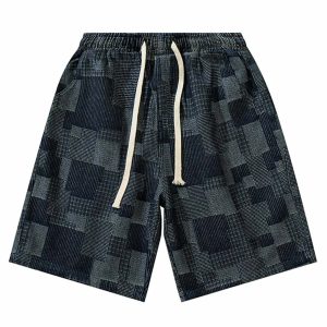 youthful check texture shorts   dynamic streetwear appeal 7991