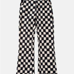 youthful checkerboard pants elastic & horn detail 8265