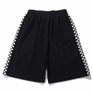 youthful checkerboard print shorts dynamic street style 3822