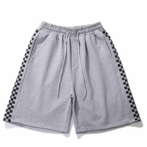 youthful checkerboard print shorts dynamic street style 5083