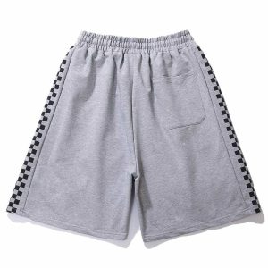 youthful checkerboard print shorts dynamic street style 7410