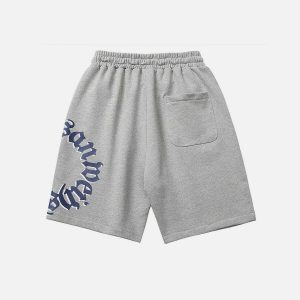 youthful circle letter shorts dynamic drawstring design 5179