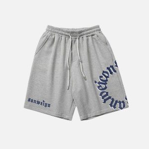 youthful circle letter shorts dynamic drawstring design 7137