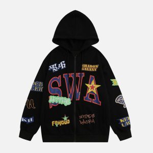 youthful clash print hoodie   swa iconic streetwear 3139