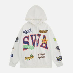 youthful clash print hoodie   swa iconic streetwear 7728