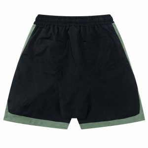 youthful contrast panel shorts letter detail urban vibe 7080