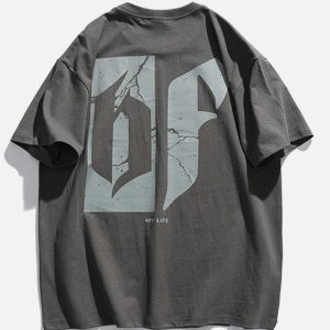 youthful cracked letters tee dynamic graphic design 7942